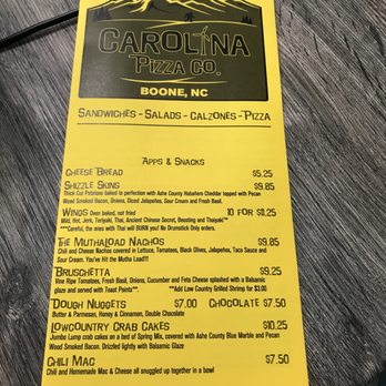 Carolina Pizza Co. Boone menu 2